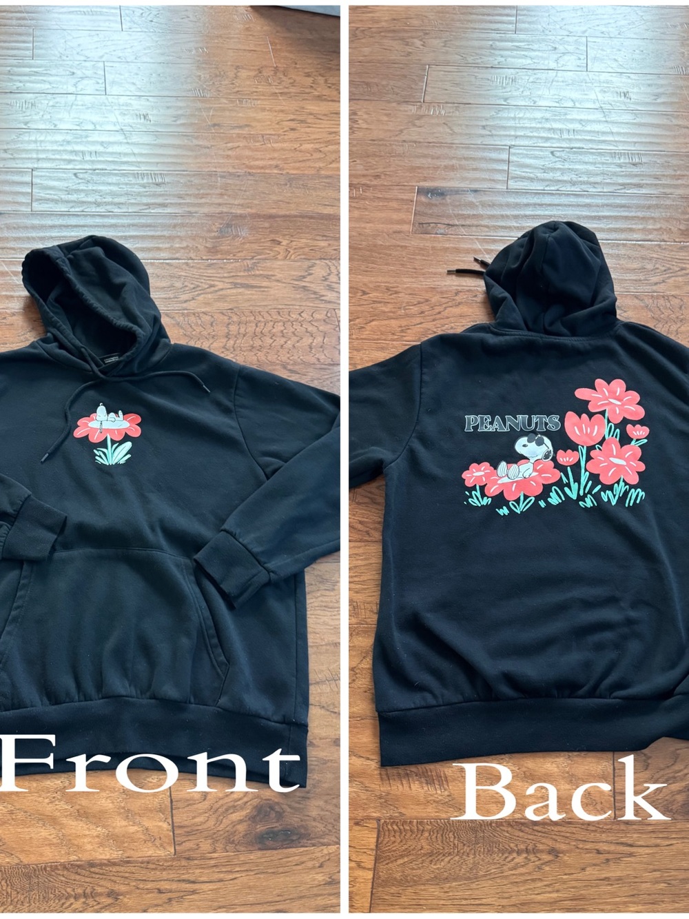 Peanuts Black Hoodie Snoopy Graphic